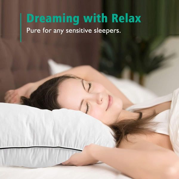 Soft Medium Feather Down Pillows Set of 2 for Stomach/Back Sleepers in Hotel- 0.5-1 Kg
