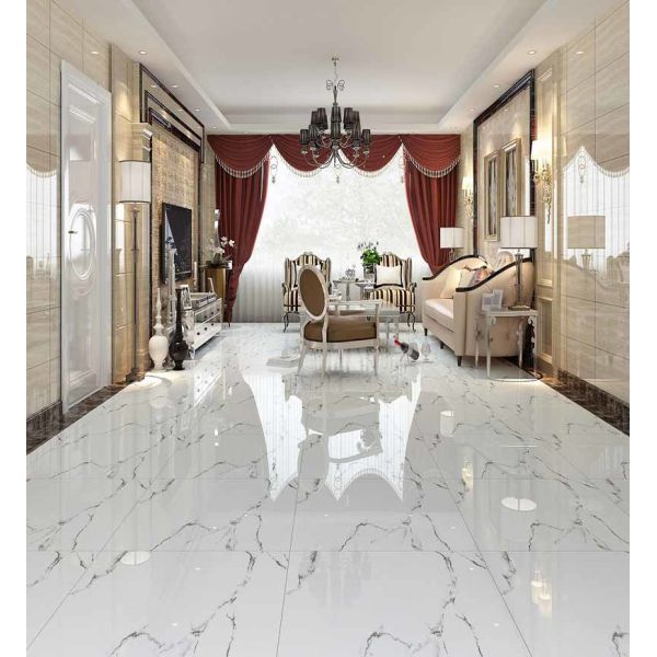 Glossy Full Polished Glazed Porcelain Flooring Tiles Mabrle Looking 60X60
