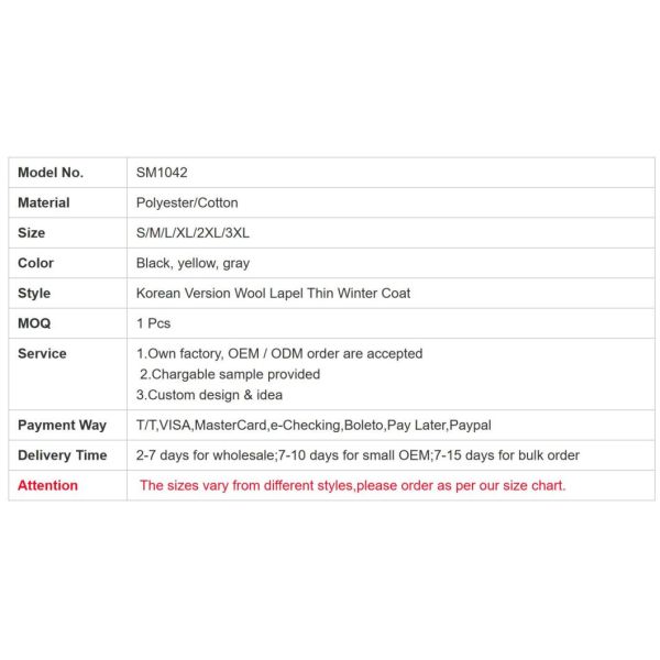 MID Length Woolen Coats For Women Korean Version Wool Lapel Thin Winter Coat