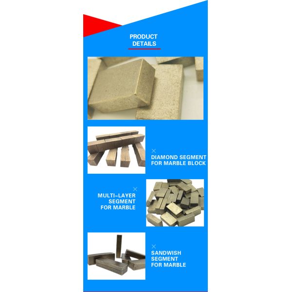 Customized Size Marble Segments 1200mm 24*8*13 mm for Cutting Hard Marble in Pakistan
