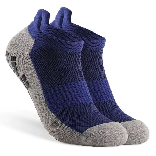 Men's Sporty Padded Ankle Soccer Socks with Regular Style and Anti Slip Grip Bottom