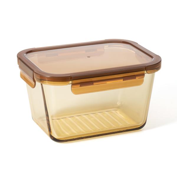 Amber Color Glass Food Storage Containers Set Stackable With 4 Lock PP Lid