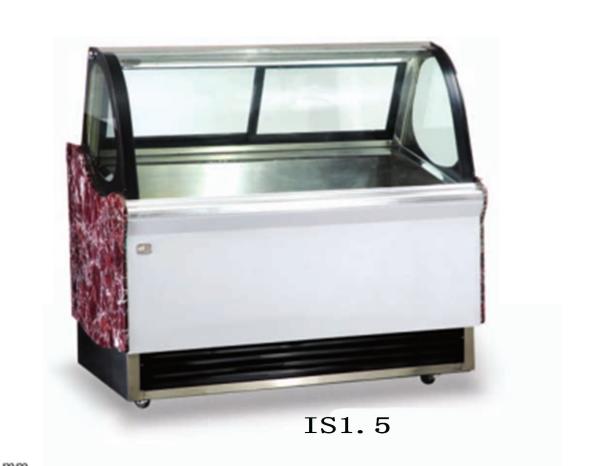 1500mm Saving-energy Ice Cream Showcase,Low Noise Fan Cooling Curved Tempered Glass Doors Commercial Refrigerator