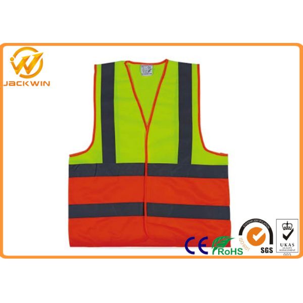 Polyester Safe Reflective Strap Vest , Adjustable Custom High Visibility Vests