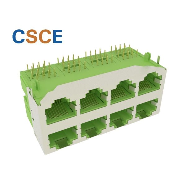 Tab Up Down Female 8P8C Stacked RJ45 Connectors