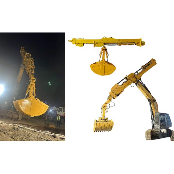 Clamshell Telescopic Arm Long Reach Boom 20m 25m 30m For Cat Hitachi Komatsu