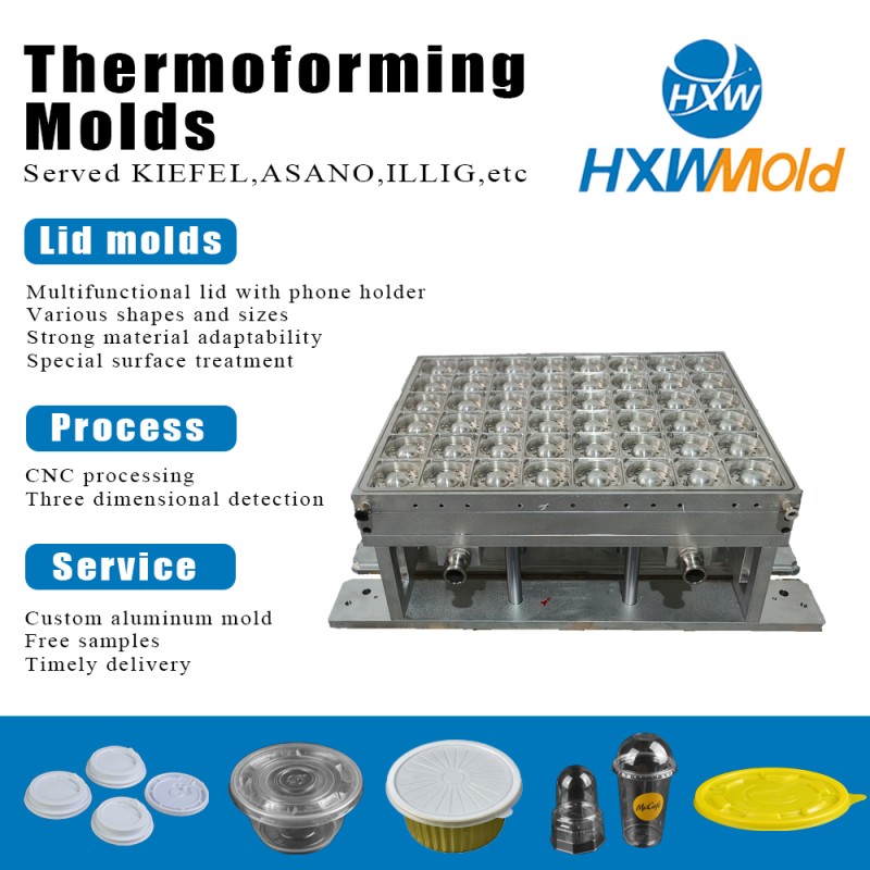 Precision Durable Steel Multi Cavity Thermoforming Round Lid Mold for PET PP PS Food Containers