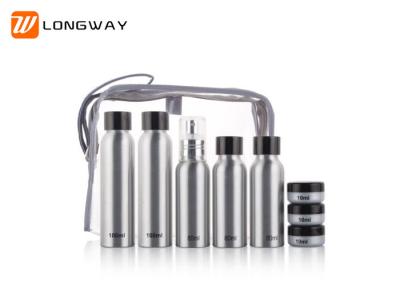Portable Aluminum Cosmetic Bottles , Eight Pieces Travel Size Bottle Set