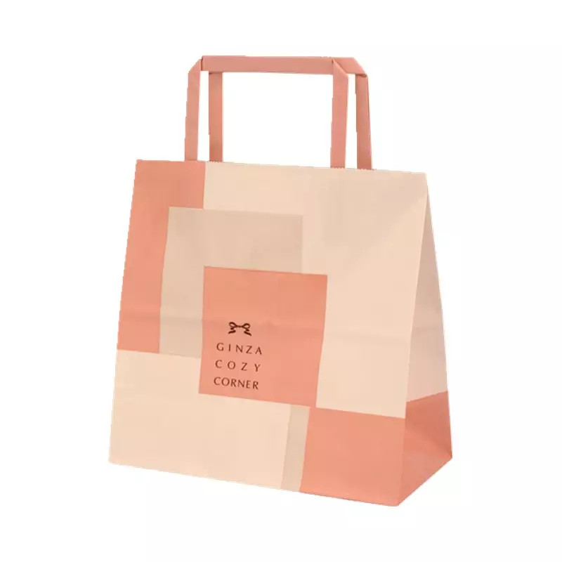 Flexo печатая плоские продуктовые сумки бумаги Брауна ручки 12x7x17cm