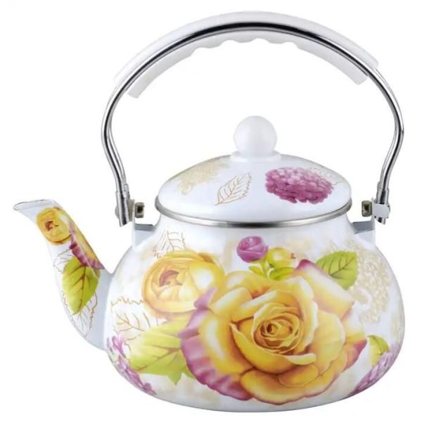 Handmade 2.5L Enamelware Kettle Featuring Tube Handle Enamel Coffee Tea Pot Carbon Steel Designed South American Market