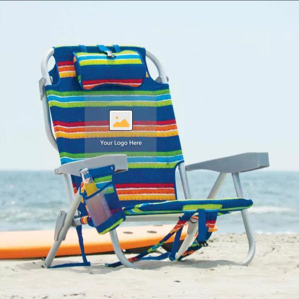 Lawn Beach Chair, Portable Aluminum Dual-Purpose 5-Position Adjustable Durable Folding Beach Chair