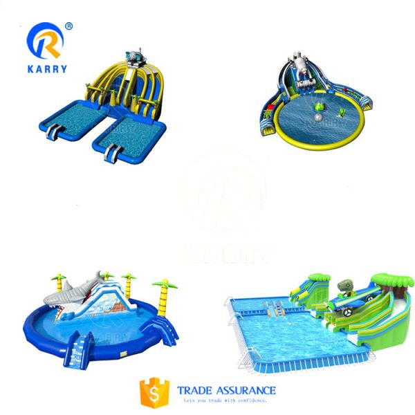 Indoor Custom Inflatable Mobile Water Park with Oversize Pool Funny Polar Bear Theme