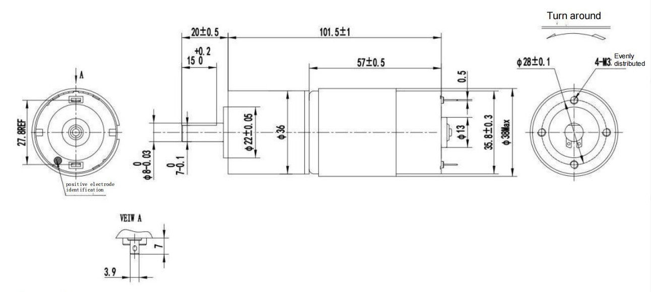 NEMA 14 мотора 36mm щеточного устройства DC 0.38A 24V малошумный с 1:76 коробки передач 65 Rpm