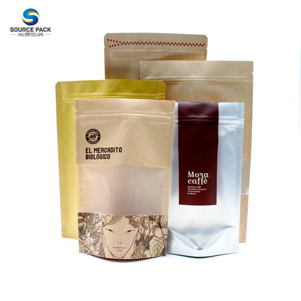 Wholesale Zipper Stand Up Pouch Aluminum Foil Moisture Proof Kraft Paper Bag