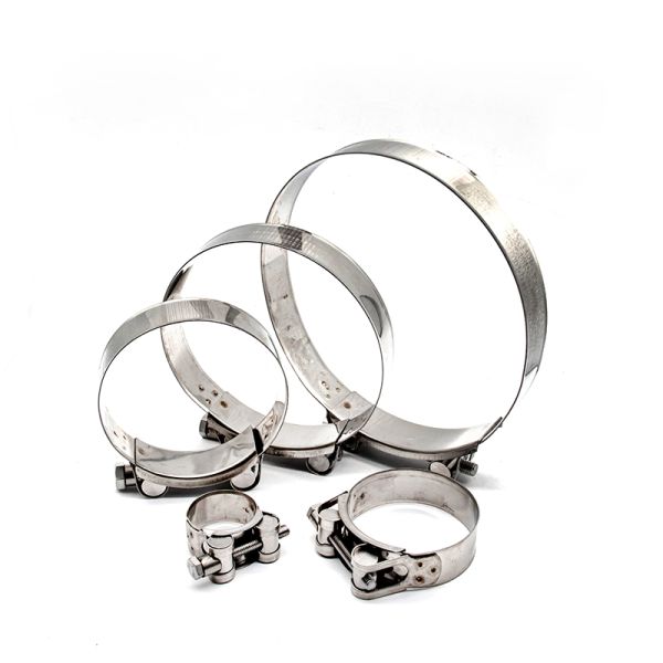 Industrial Grade Stainless Steel Hose Clamp / Throat Clamp Round Silver