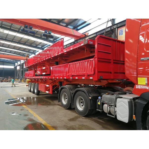 4 оси 40-60 тонн падающей боковой стены ограждения полуприцеп для транспортировки песка