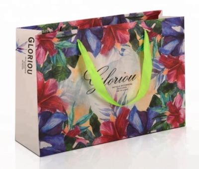Customized Recycle Promotion Popular Colorful Flower Gift Paper Bag