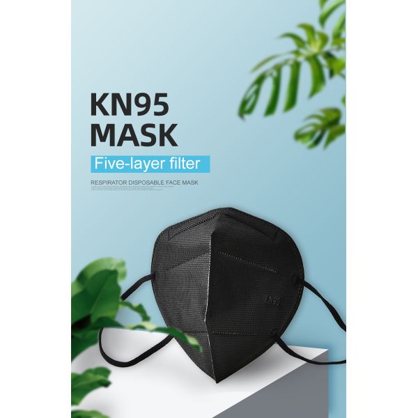 Black Disposable Medical Face Mask , Earloop Disposable KN95 Mask