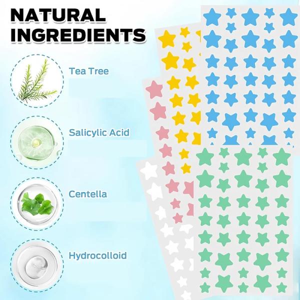 Customized Color Hydrocolloid Acne Pimple Patch Star Shape For All Skin Types