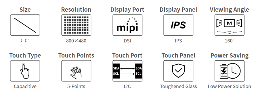 5,0 модуль LCD касания модуля 800*480 MIPI IPS TFT DSI Pi поленики дюйма Multi