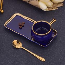 Tea Nordic Gold Rim Ceramic Coffee Cup With Dessert Snack Tray