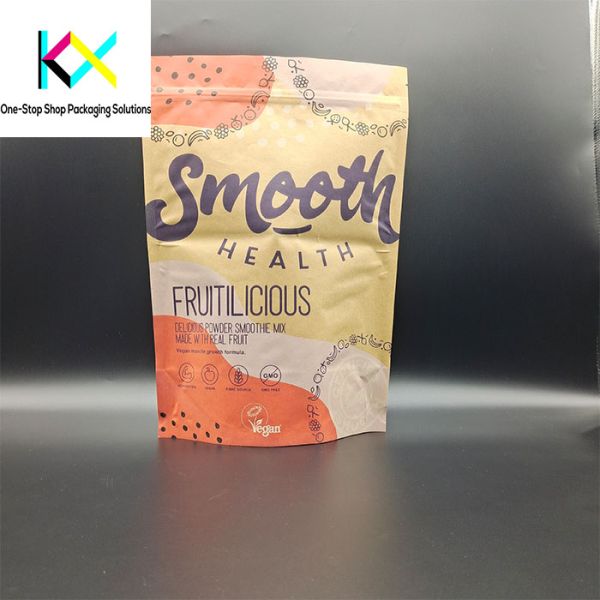 Digital Printed Kraft Paper Packaging Bags 140um Stand Up Zipper Pouch With Low MOQ