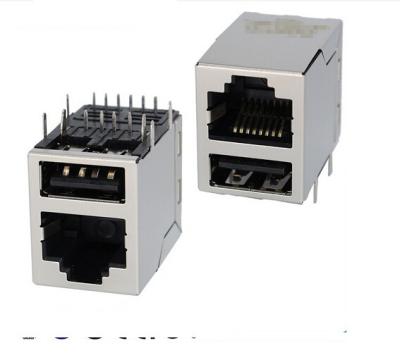 Metal Shielded RJ45 Magnetic Jack Cat5e Cable Connector With USB Port 10/100 BASE-T