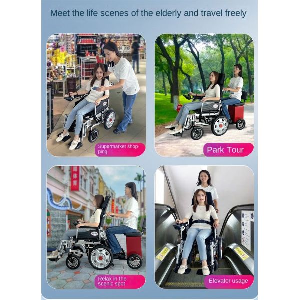 Electric Aluminum Alloy Folding Wheelchair for Elderly 201-500W Durable Construction