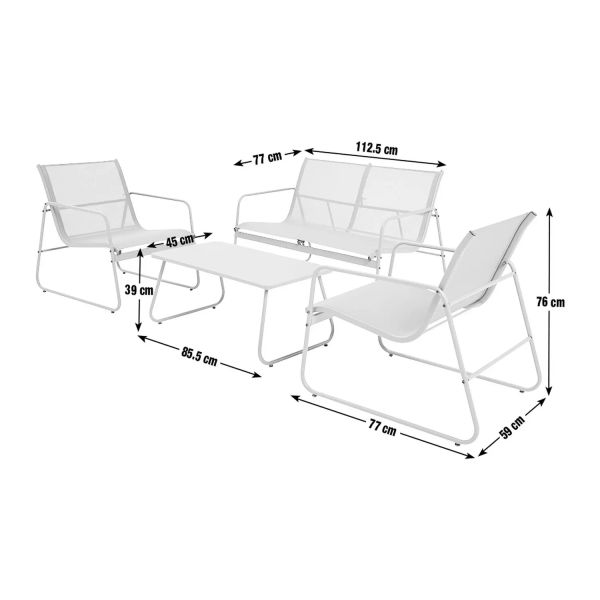 Outdoor Furniture AJUNION Colorful Macaron Metal Patio Set with 4 Seating Lounge Chairs