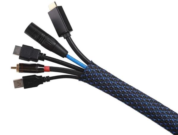 Chama trançada expansível da luva do ANIMAL DE ESTIMAÇÃO preto e azul - abrasão retardadora resistente