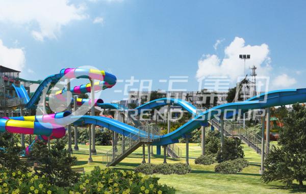 Galvanized Carbon Steel Tube Fiberglass Water Slides for Amusement Waterpark in Gaint Park