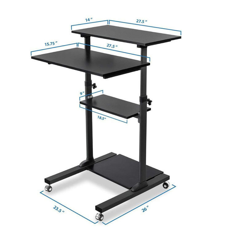 Single Movable Office Workstation Foldable Desk with Wheels and Adjustable Height