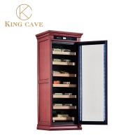 Frío de cigarro independiente Humidor Iluminación LED Cuadro de madera Puerta de vidrio Gabinete de cigarros moderno