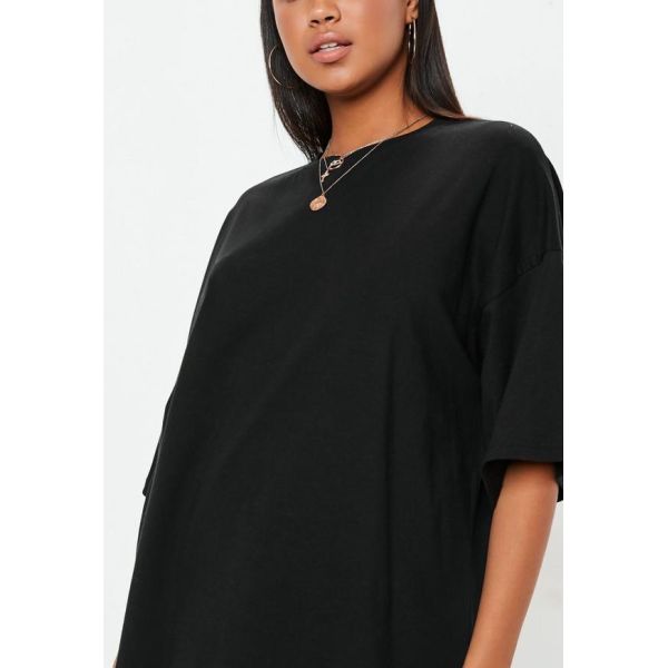 Logo Custom Black Drop Shoulder Oversized T Shirt Clothing Women