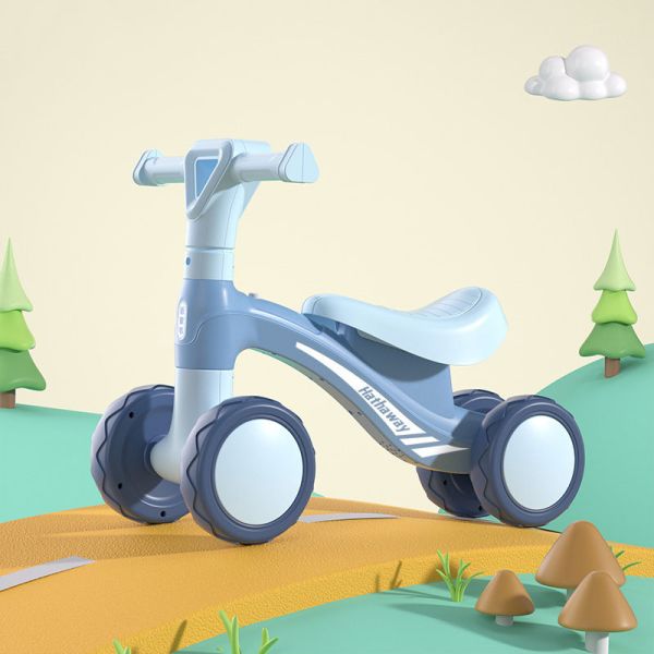Push Bicycle Balancing Gift for Boys Girls Four Wheels Age 0-3M Handcart Learning Toy