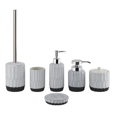 Round Ceramic Bathroom Set Bathroom Soap Dispenser White With Reactive Glaze