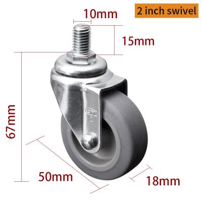 EDL mini roues de roulement 2 pouces 30 kg TPE par mouvement silencieux pivotant et freinant