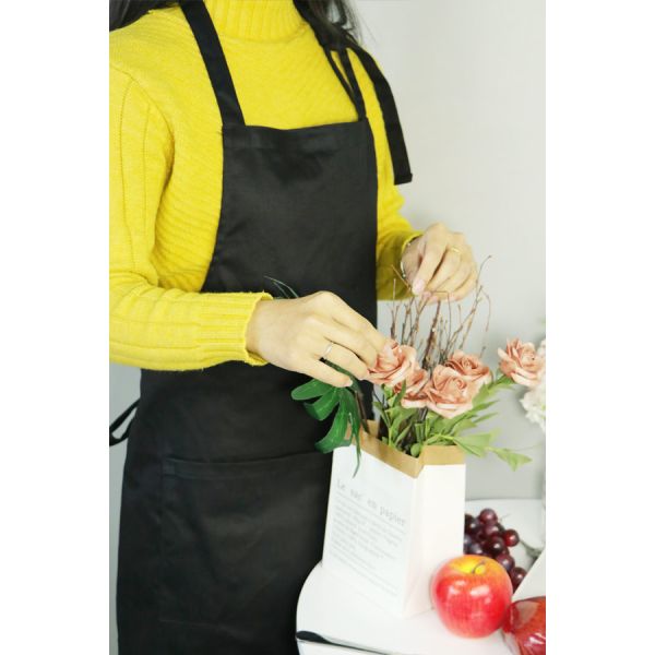 Adjustable Kitchen Cooking Apron , 100% Cotton Canvas Cooking Apron With Long Waist Straps