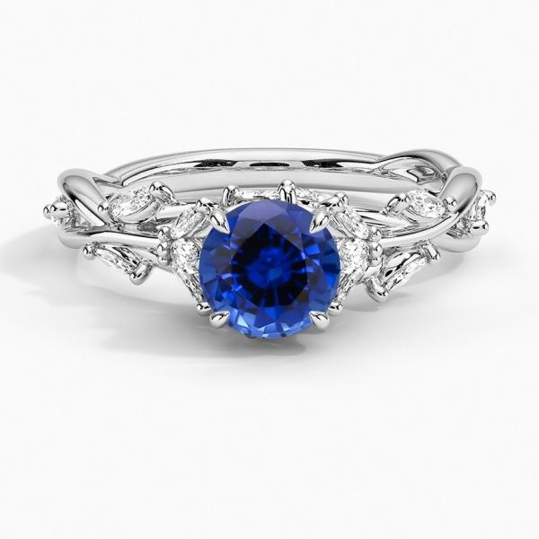 Sapphire Indigo Melody RingSet with 6mm Premium Blue Round Sapphire