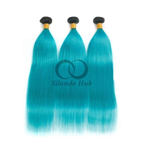 #T1B/Blue Straight Remy Human Hair Bundles Sew In Weave Bundles Brazilian Bundle Deals