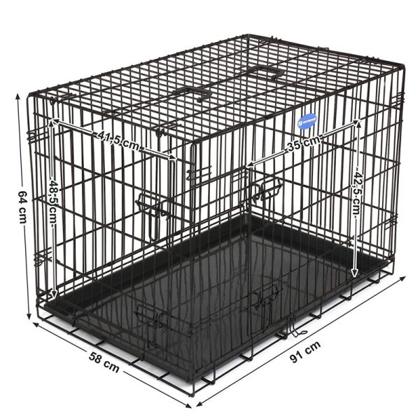 91x64x58cm Lightweight Metal Dog Crate Welded Easy Cleaning Two Handles