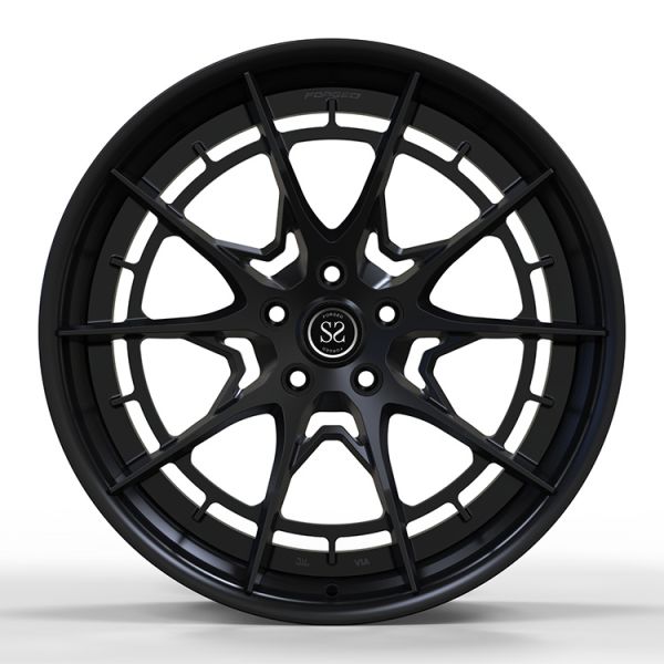 Custom Matte Black 2 Piece Forged Wheels Multi Spokes Alloy Rims