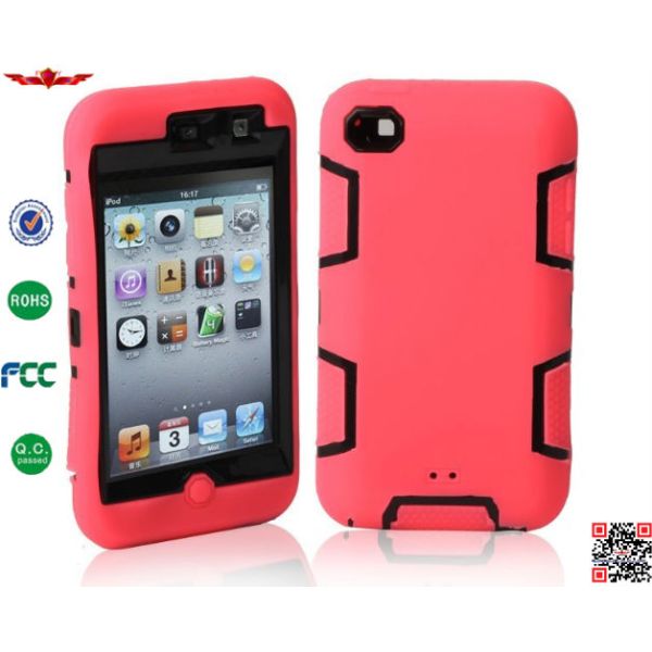Hot Selling 100% Quality Guaranteed 3 in 1 Hybrid Silicone+PC Cover Cases For Ipod Touch 4