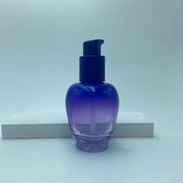 Glass Lotion Bottle 30ml Blue Gradient Serum Bottle with Pump Oil Bottle Pump Bottle Cosmetic Bottle OEM