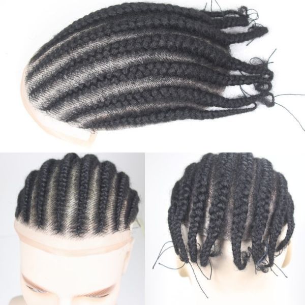 100% Remy Hair Full Lace  8 inch length with cornorw afro braids toupee for men 10x8inch reday to ship