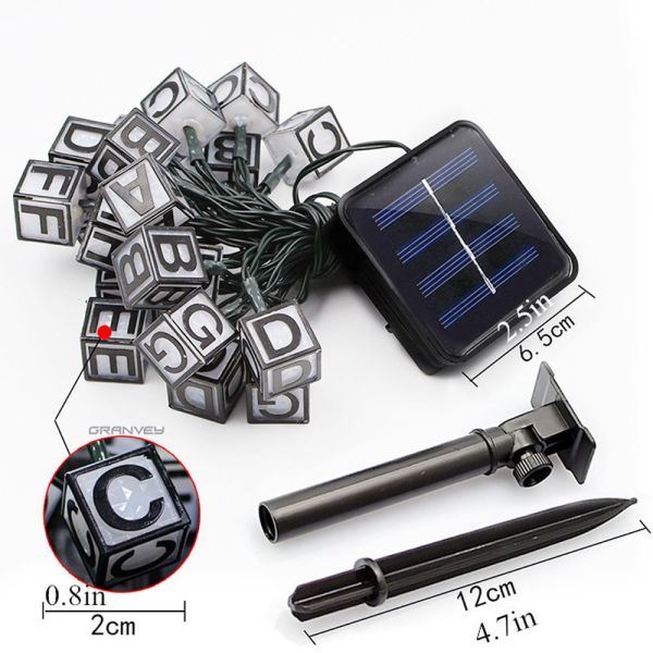 Creative Letter Solar Powered Outdoor Christmas String Lights Waterproof Plastic Material