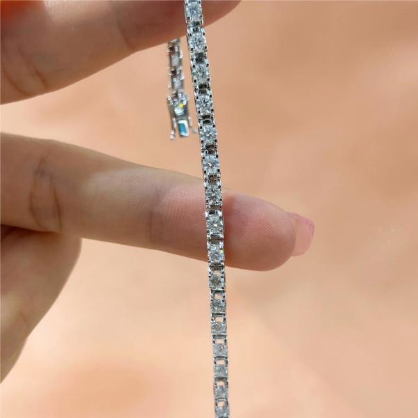 Solid Gold Clarity CVD Round Cut Bezel Lab Grown Diamond Bracelets 18K 14K 10K Metal Type