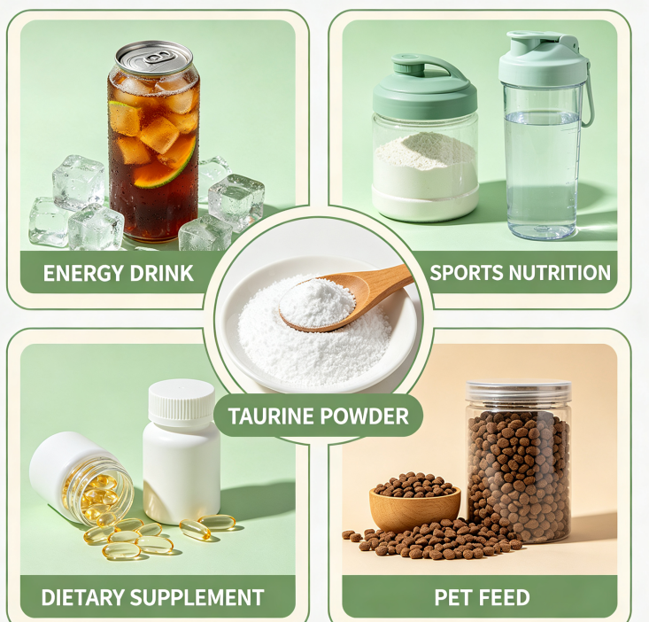 Nutritional Fortifier for Beverage, Health Supplement and Pet Food Purity Taurine Powder Factory Direct