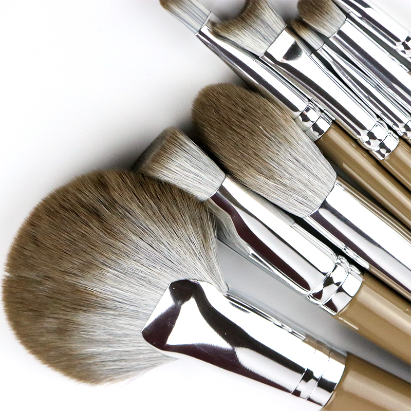 Grey Makeup Brush Set Of Eight Fine Synthetic Hair Cruelty Free