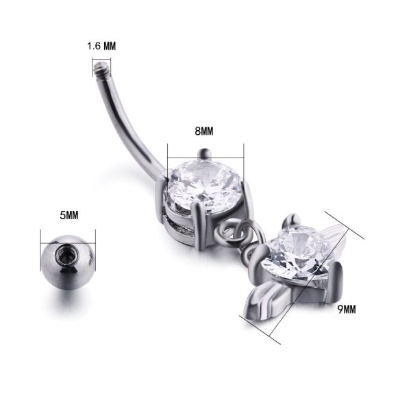 New Heart Shape Fashion Piercing Belly Ring Stainless Steel Piercing Jewelry Belly Button Ring